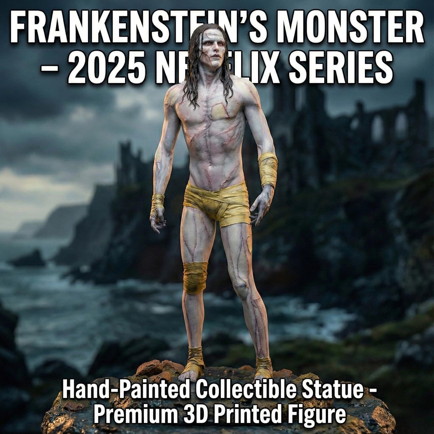 Frankenstein Monster Figure, Hand Painted Gothic Statue, Horror Decor Sculpture, Dark Fantasy Art Gift, Classic Creature