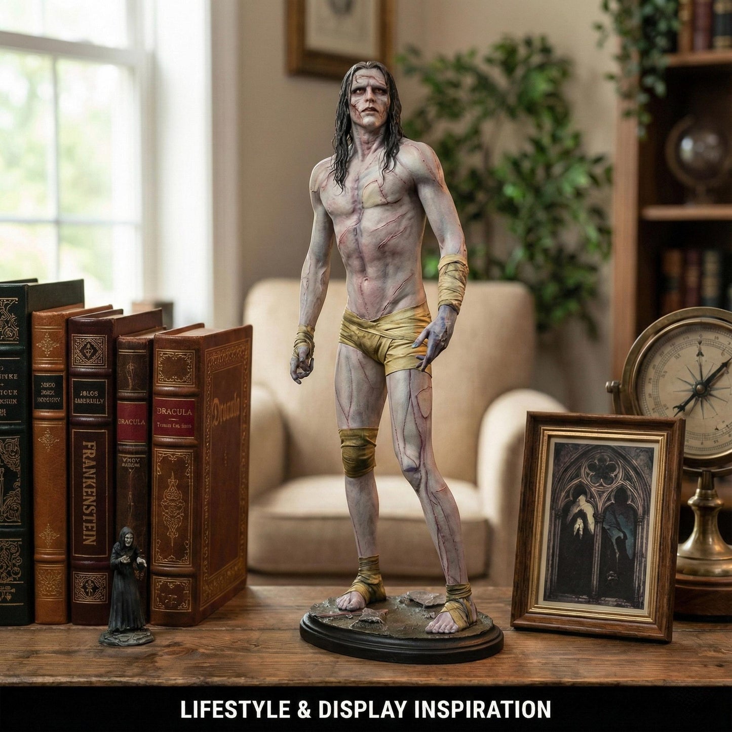 Frankenstein Monster Figure, Hand Painted Gothic Statue, Horror Decor Sculpture, Dark Fantasy Art Gift, Classic Creature