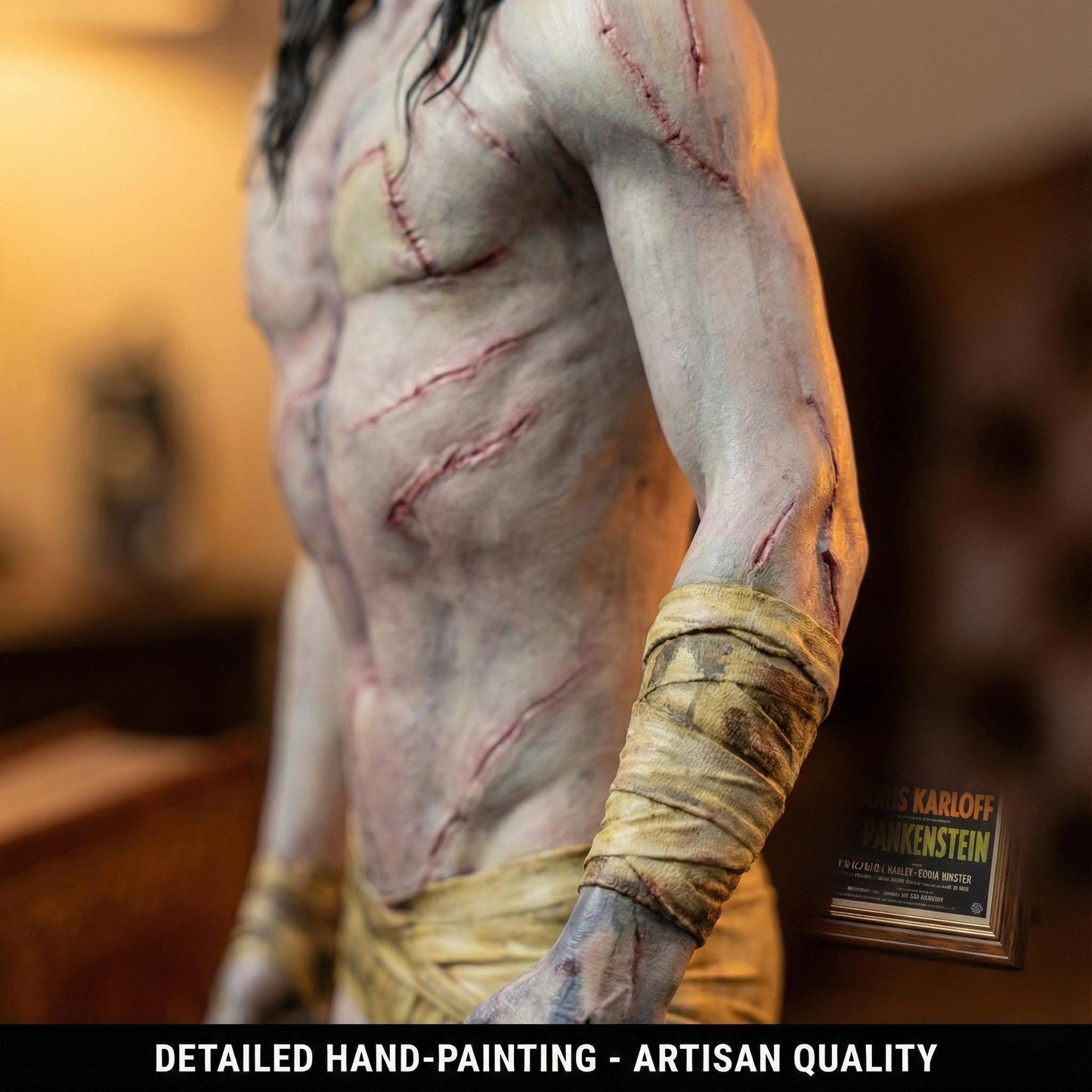 Frankenstein Monster Figure, Hand Painted Gothic Statue, Horror Decor Sculpture, Dark Fantasy Art Gift, Classic Creature